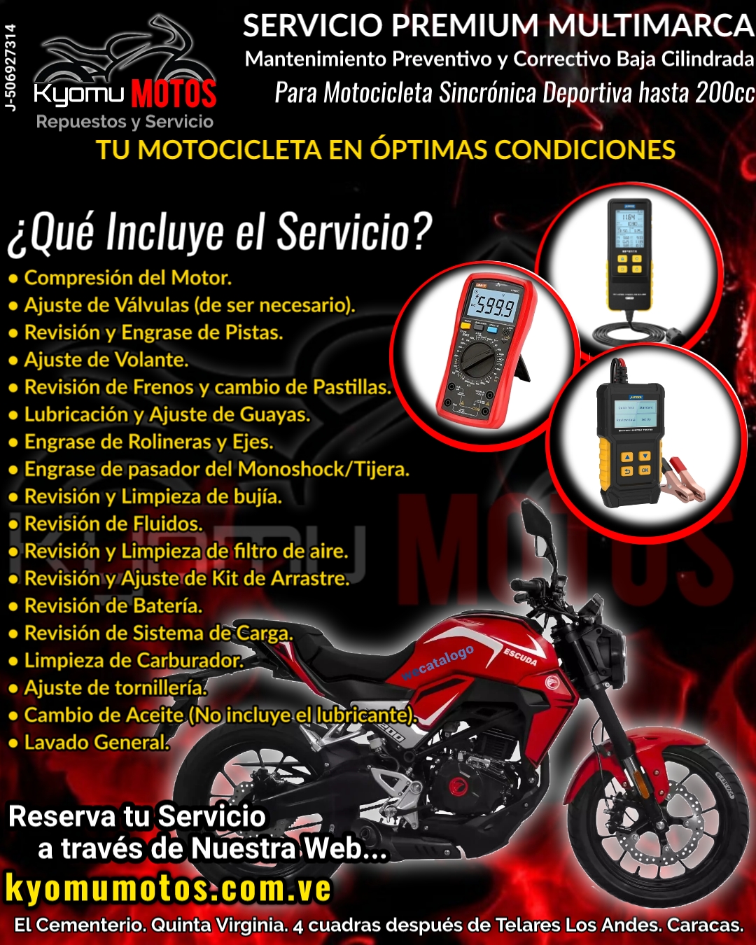 Servicio Premium para Motocicleta Sincrónica Tipo Naked Urbana 200cc.