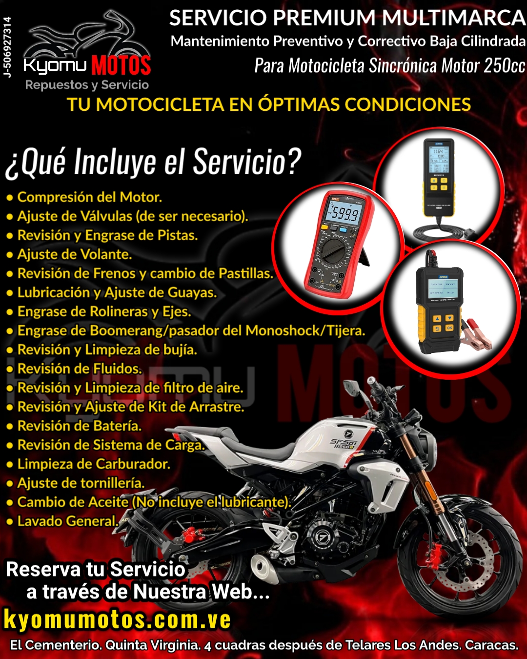 Servicio Premium para Motocicleta Sincrónica Estilo Naked 250cc.