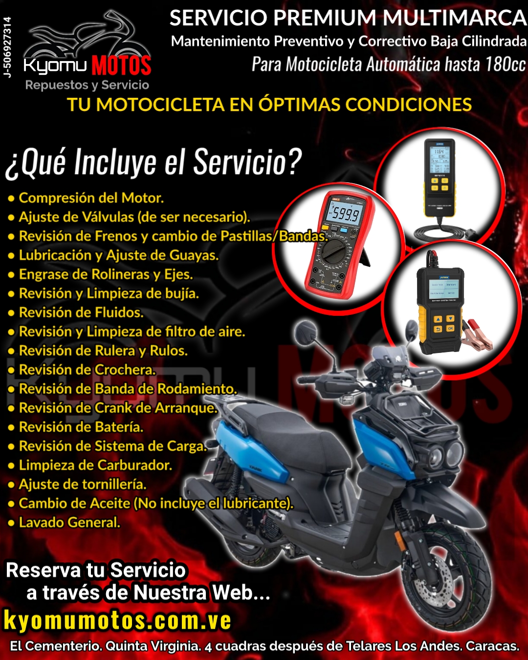 Servicio Premium para Motocicleta Automatica 90cc/125cc/150cc/180cc.