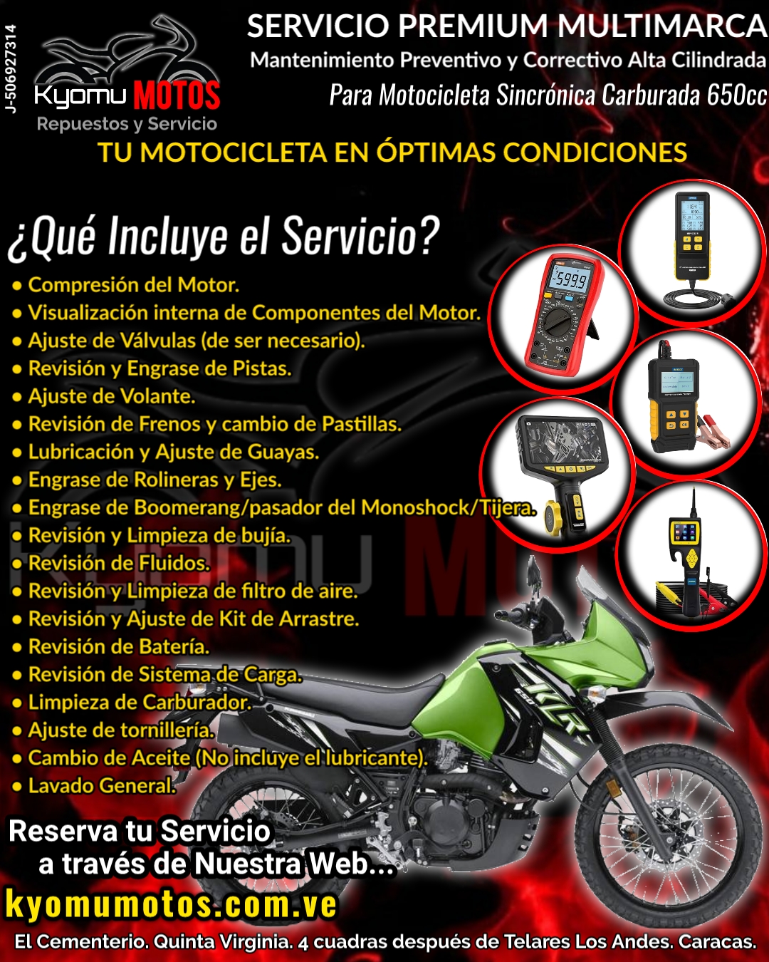 Servicio Premium para Motocicleta Sincrónica Adventure (off-road) / Tipo Trail Adventure Tourer 650cc.